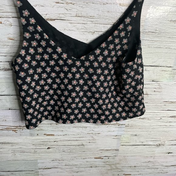 Topshop black floral crop top blouse size 2 - Picture 5 of 9